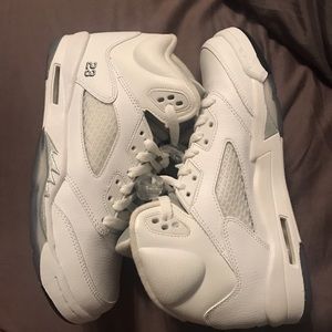 All white retro Jordan 5